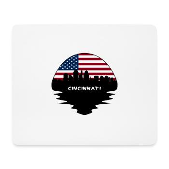 Cincinnati Ohio Usa Flag Skyline Silhouette Travel - Mouse Pad (horizontal) - white - Front