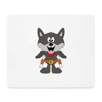 WOLF - COWBOY - TIER - KIND - BABY - TIERISCH - Mousepad (Querformat) - Weiß - Vorne