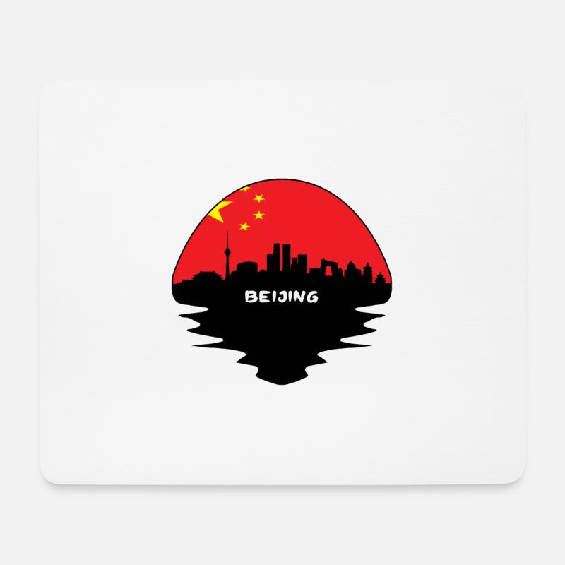 Peking China Flagge Skyline Silhouette Reisen - Mousepad (Querformat) - Weiß