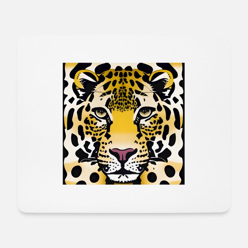 Leopard Gepard Katze - Mousepad (Querformat) - Weiß