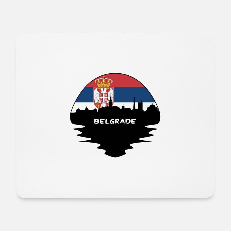 Belgrad Serbien Flagge Skyline Silhouette Reisen - Mousepad (Querformat) - Weiß