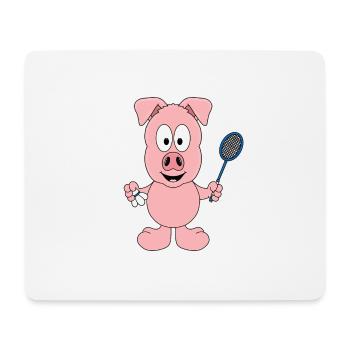 FEDERBALL - SPORT - BADMINTON - SCHWEIN - TIER - Mousepad (Querformat) - Weiß - Vorne