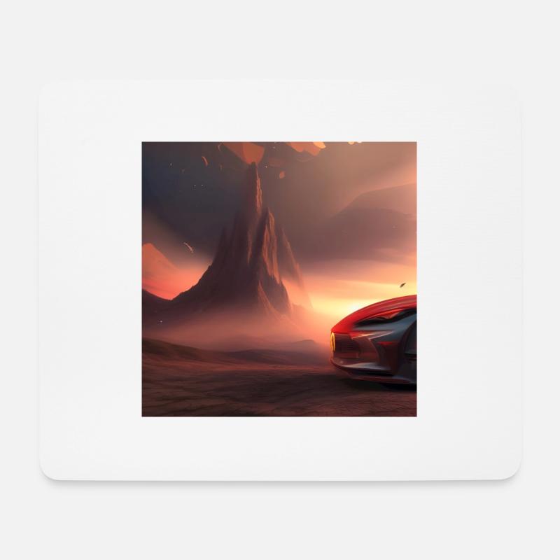 Auto vor dem Berg - Mousepad (Querformat) - Weiß