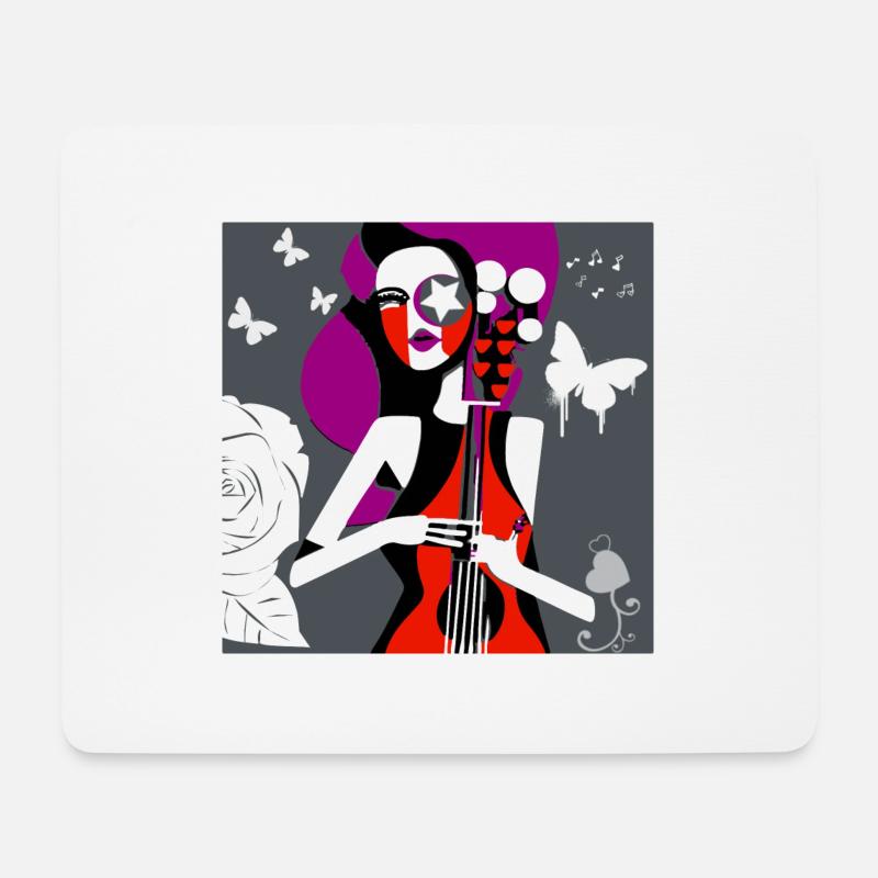 Musik Mädchen - Mousepad (Querformat) - Weiß