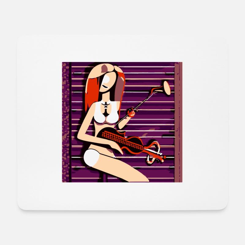 Musik-Mädchen - Mousepad (Querformat) - Weiß