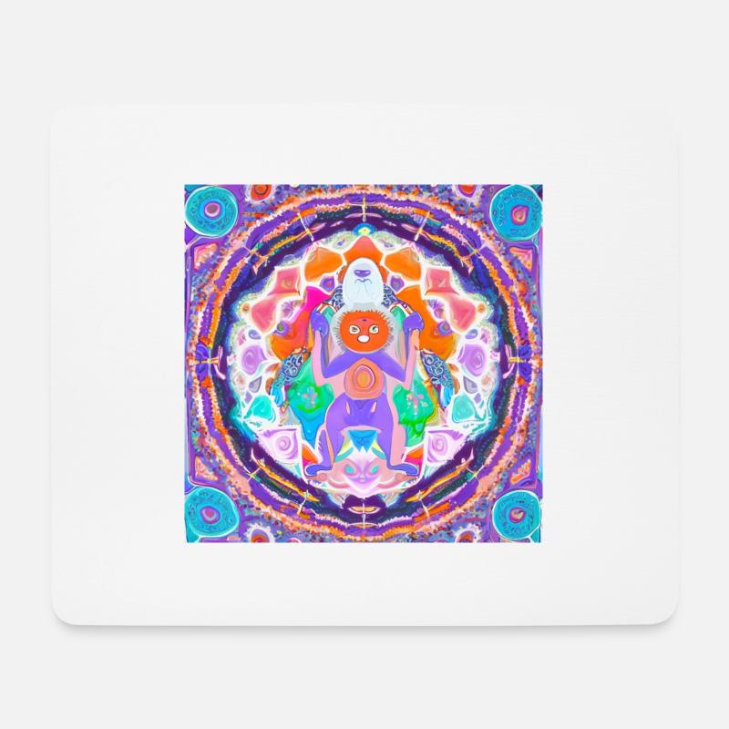Yeti Mandala Manie - Mousepad (Querformat) - Weiß