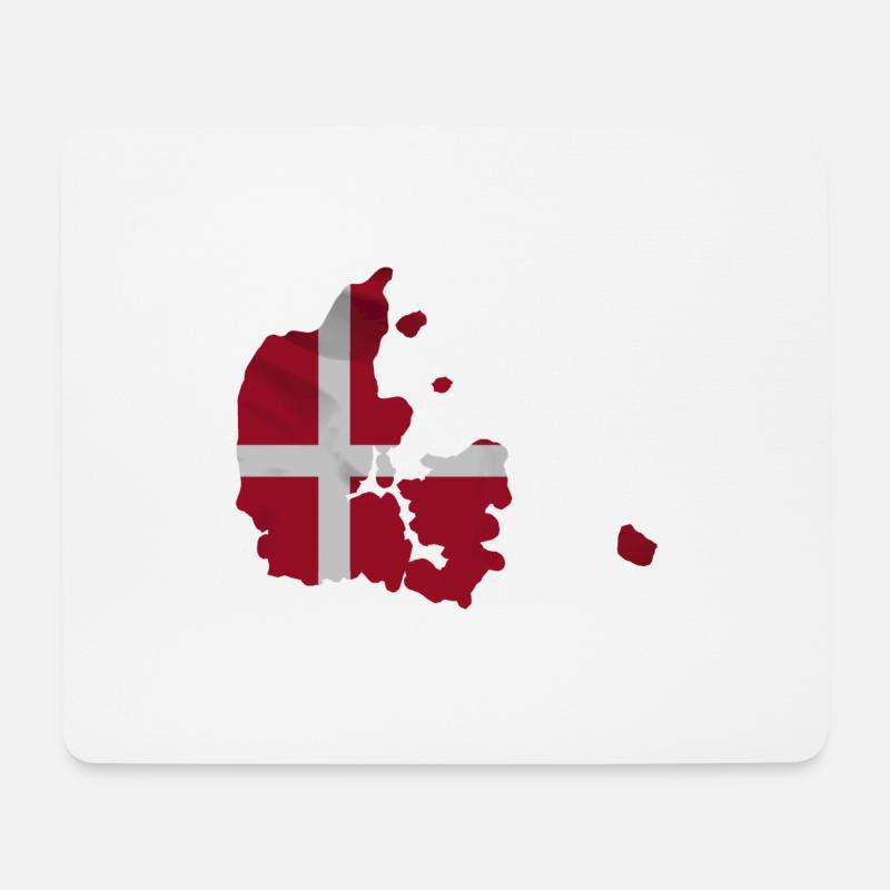 Dänemark Flagge in der Form des Landes - Mousepad (Querformat) - Weiß