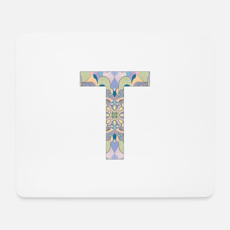 Letter T in mandala - Mouse Pad (horizontal) - white