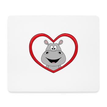 NILPFERD - FLUSSPFERD - HIPPO - HERZ - LIEBE - Mousepad (Querformat) - Weiß - Vorne