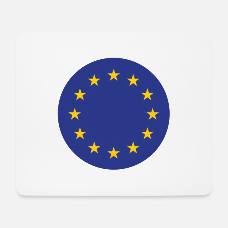 EU Flagge Kreis - Mousepad (Querformat) - Weiß