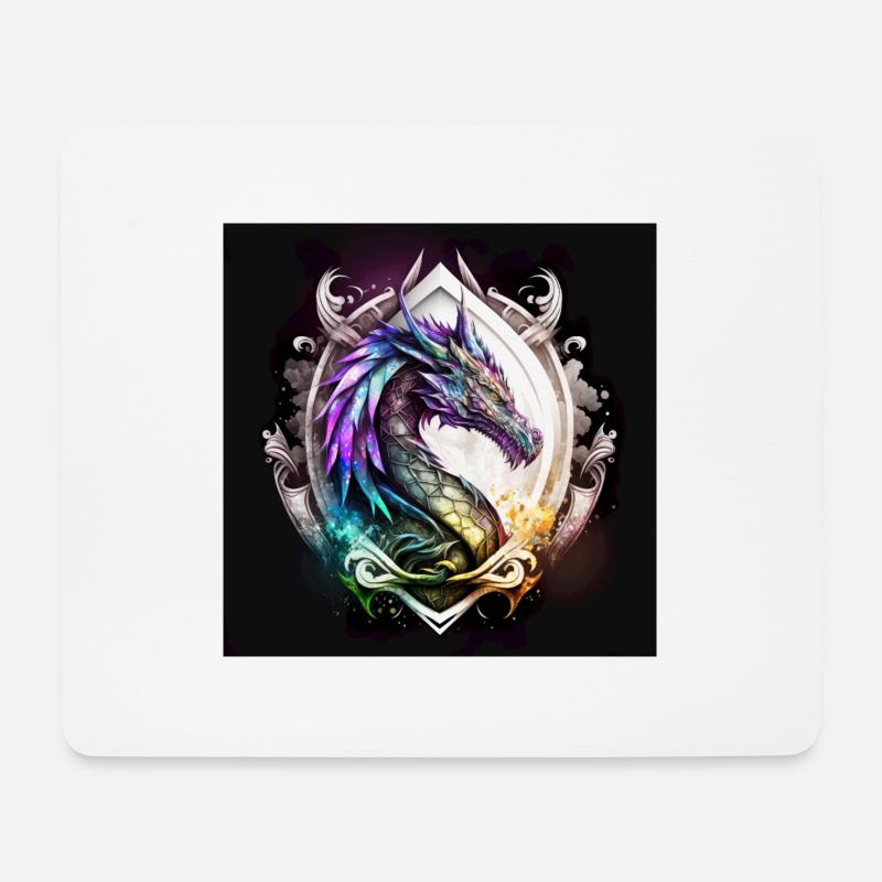 Mystischer Drache - Mousepad (Querformat) - Weiß