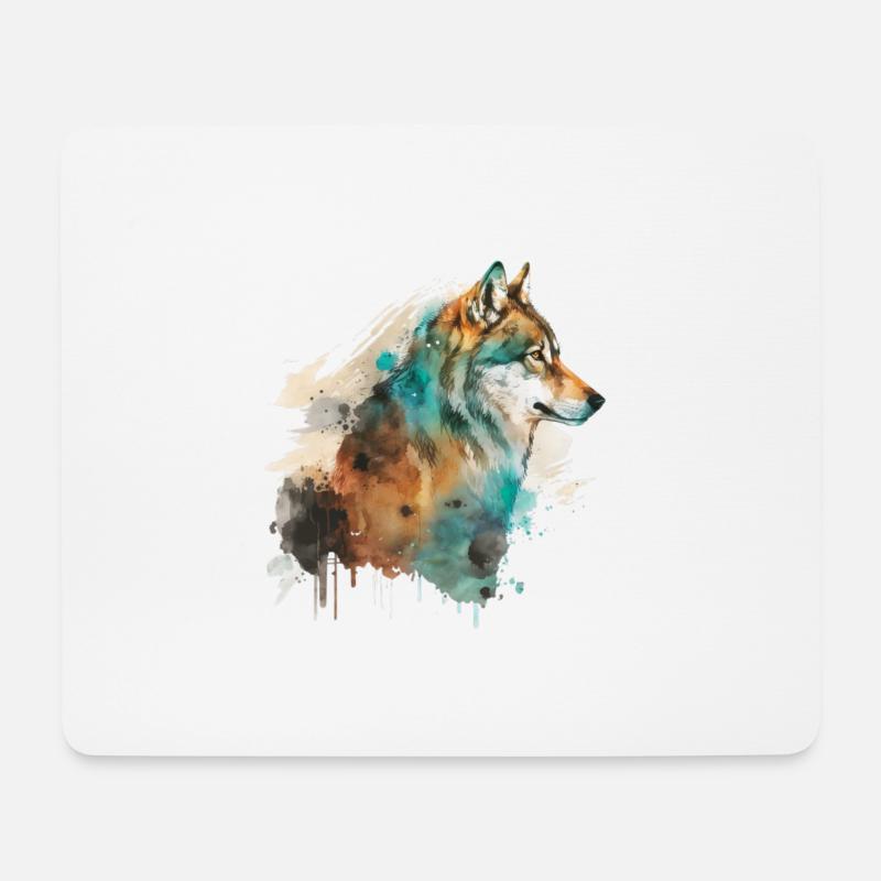 Wolf 2 - Mousepad (Querformat) - Weiß