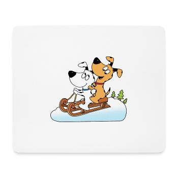 SCHLITTENHUNDE - HUNDE - SCHNEE - RODELN - TIERE - Mousepad (Querformat) - Weiß - Vorne