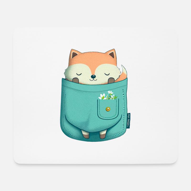 Fuchs niedliche Kohldodotasche Kawaii, T-Shirt. - Mousepad (Querformat) - Weiß