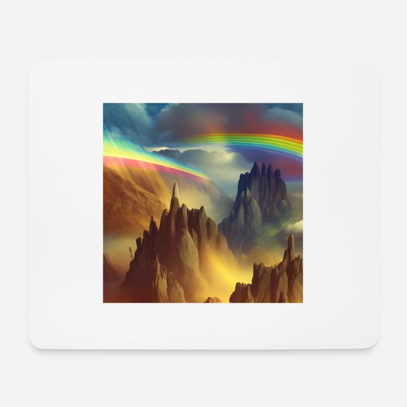 Regenbogen am Berg - Mousepad (Querformat) - Weiß