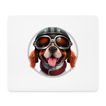 Biker Hund Motorrad Helm Motorradfahrer Kopf - Mousepad (Querformat) - Weiß - Vorne