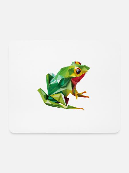 Origami Geometrie Frosch bunt modern arty - Mousepad (Querformat) - Weiß