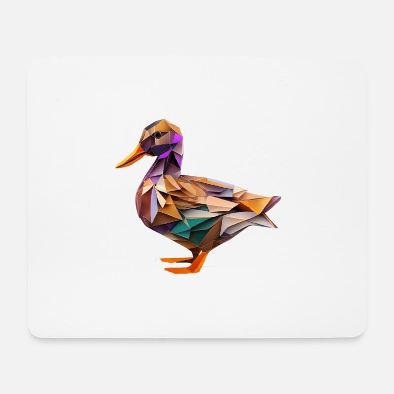 Origami Geometrie Ente bunt modern arty - Mousepad (Querformat) - Weiß