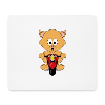 BIKER - MOTORRAD - KATZE - TIER - KATER - TIERISCH - Mousepad (Querformat) - Weiß - Vorne
