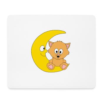 KATZE - MOND - KATER - TIER - TIERISCH - Mousepad (Querformat) - Weiß - Vorne