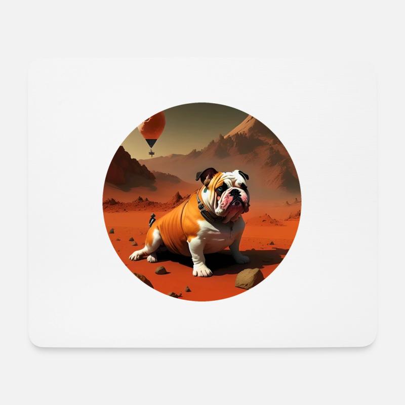 Bulldogge auf dem Mars - Mousepad (Querformat) - Weiß