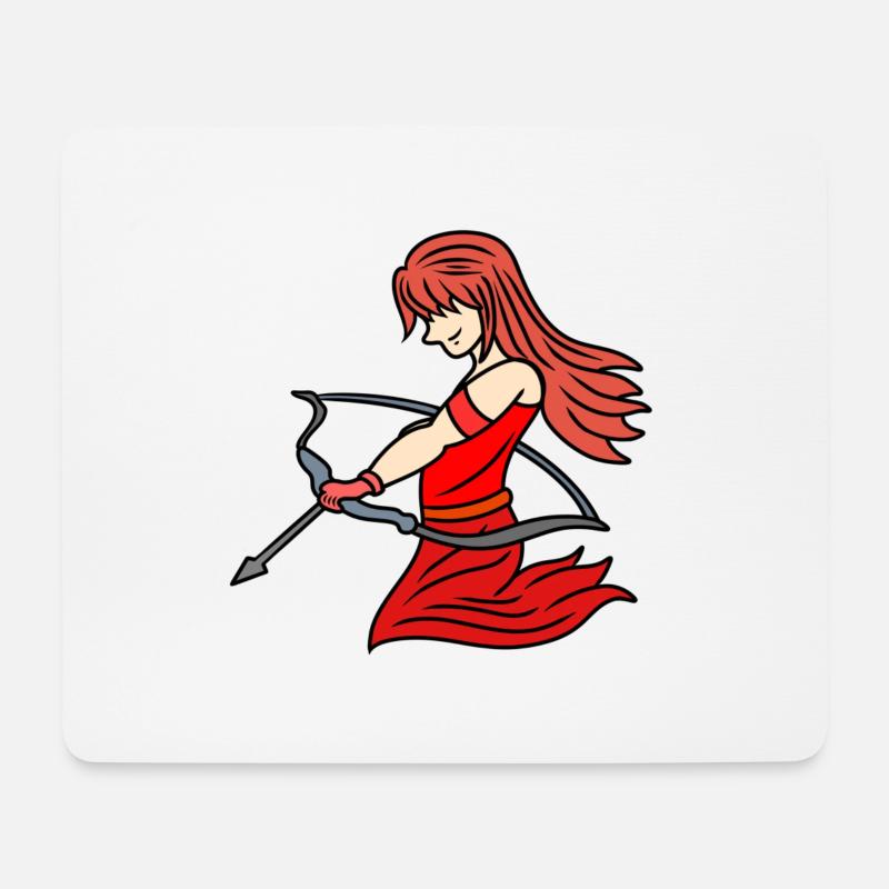 Schönes Bogenschützenmädchen in Rot - Mousepad (Querformat) - Weiß