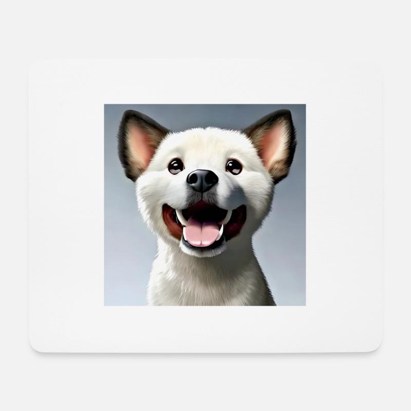 weisser Hund anime style - Mousepad (Querformat) - Weiß