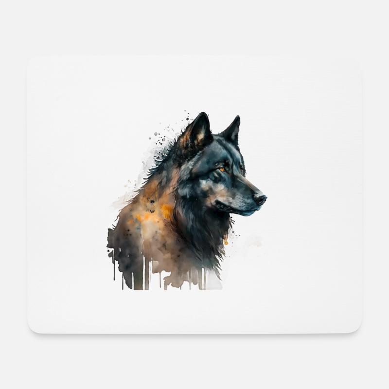 Watercolour Wolf - Mousepad (Querformat) - Weiß