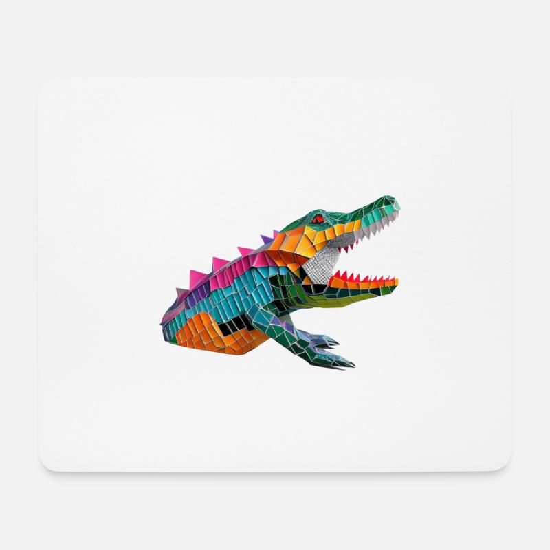 Origami Crocodile Design - Mousepad (Querformat) - Weiß