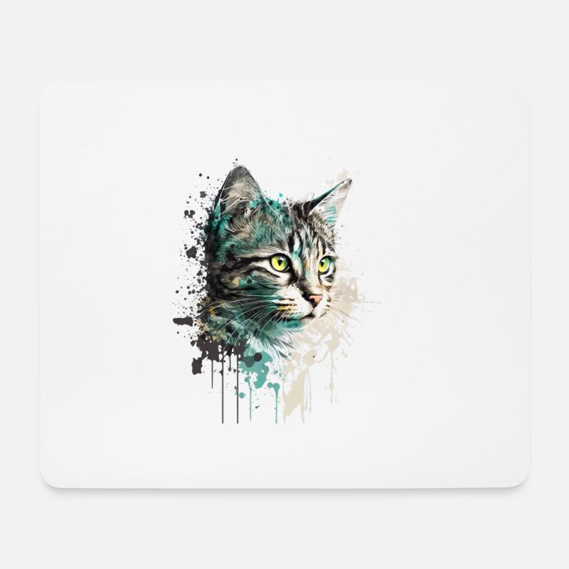 Katze Wasserfarben - Mousepad (Querformat) - Weiß