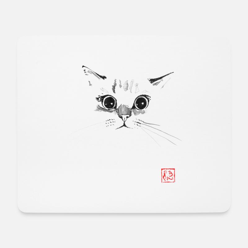 Cat Face - Mouse Pad (horizontal) - white