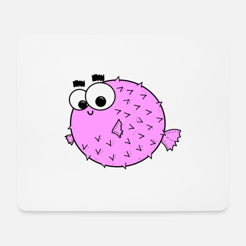 Kugelfisch - Mousepad (Querformat) - Weiß