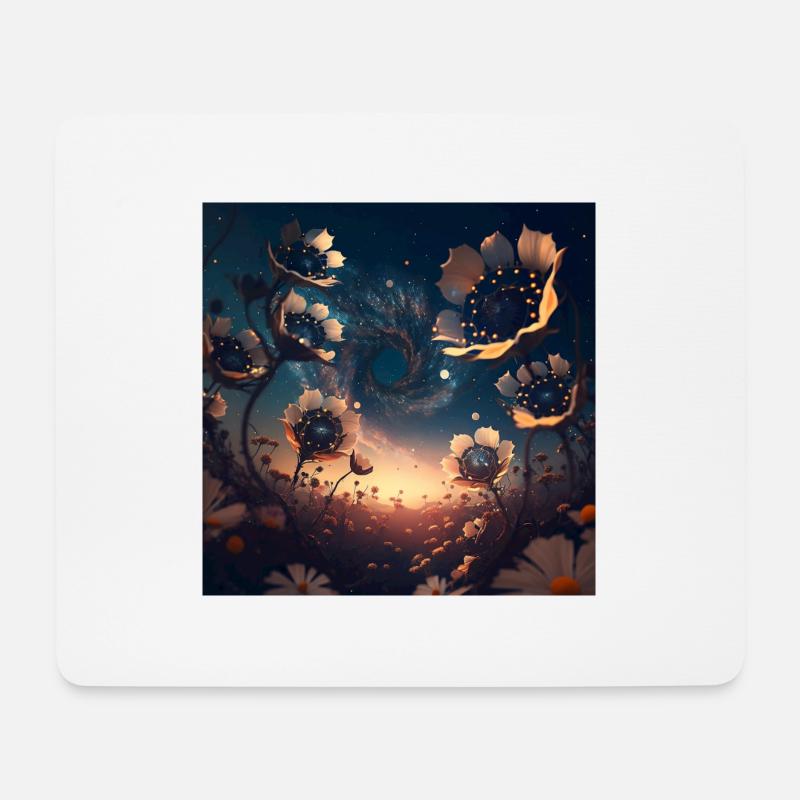 Science-Fiction-Blumen - Mousepad (Querformat) - Weiß