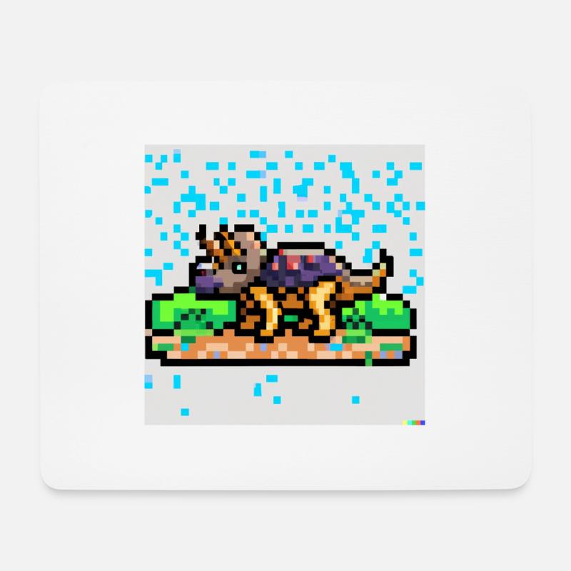 Triceratops pixel art - Tapis de souris (format paysage) - blanc