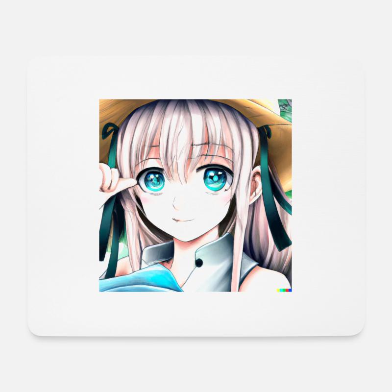 Anime Mädchen mit blauen Augen - Mousepad (Querformat) - Weiß