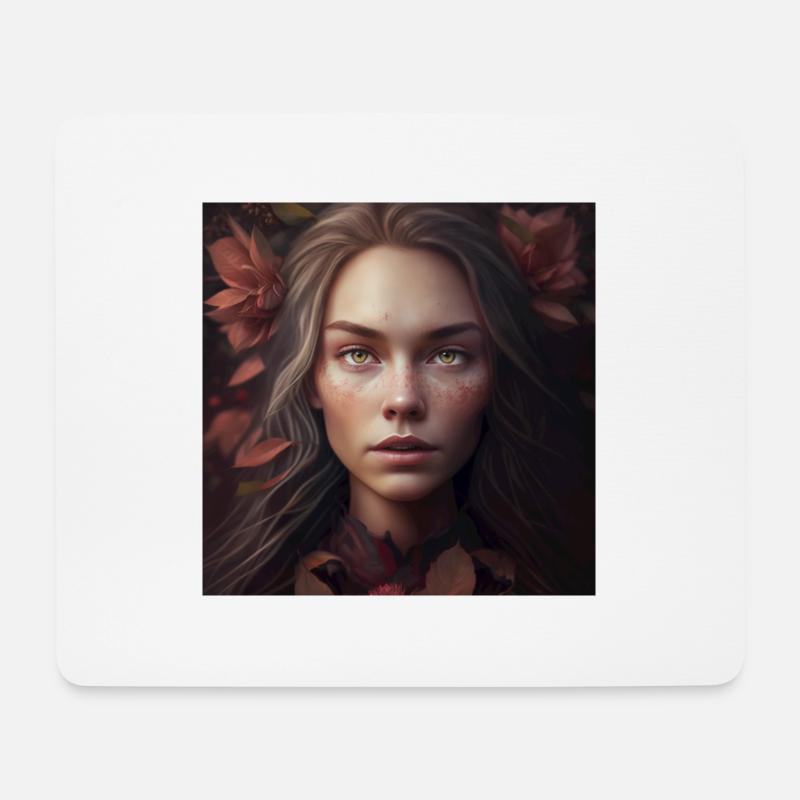 Weibsbild im Herbstlaub - Mousepad (Querformat) - Weiß