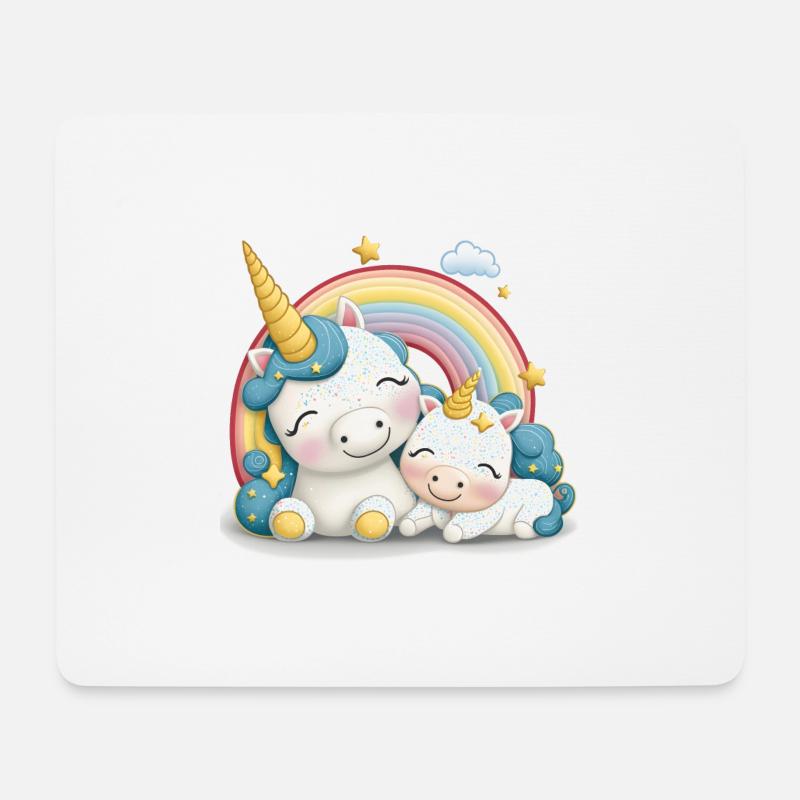 Einhorn zwei Einhörner Einhornshirt Schlafshirt - Mousepad (Querformat) - Weiß