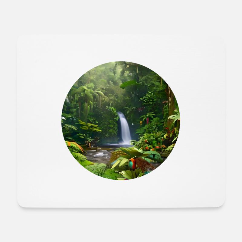 Wasserfall im Regenwald - Mousepad (Querformat) - Weiß