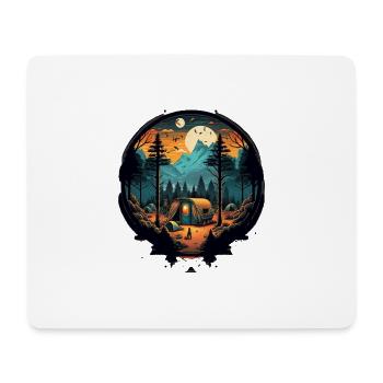 Aventure en camping au pied d’une montagne - Tapis de souris (format paysage) - blanc - Devant