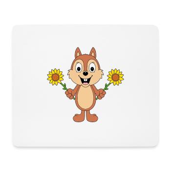 EICHHÖRNCHEN - SONNENBLUMEN - BLUMEN - LIEBE - Mousepad (Querformat) - Weiß - Vorne
