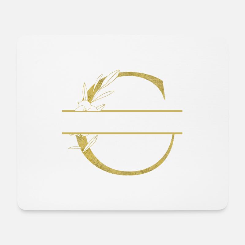 Personalisierter goldener Blumenbuchstabe C - Mousepad (Querformat) - Weiß