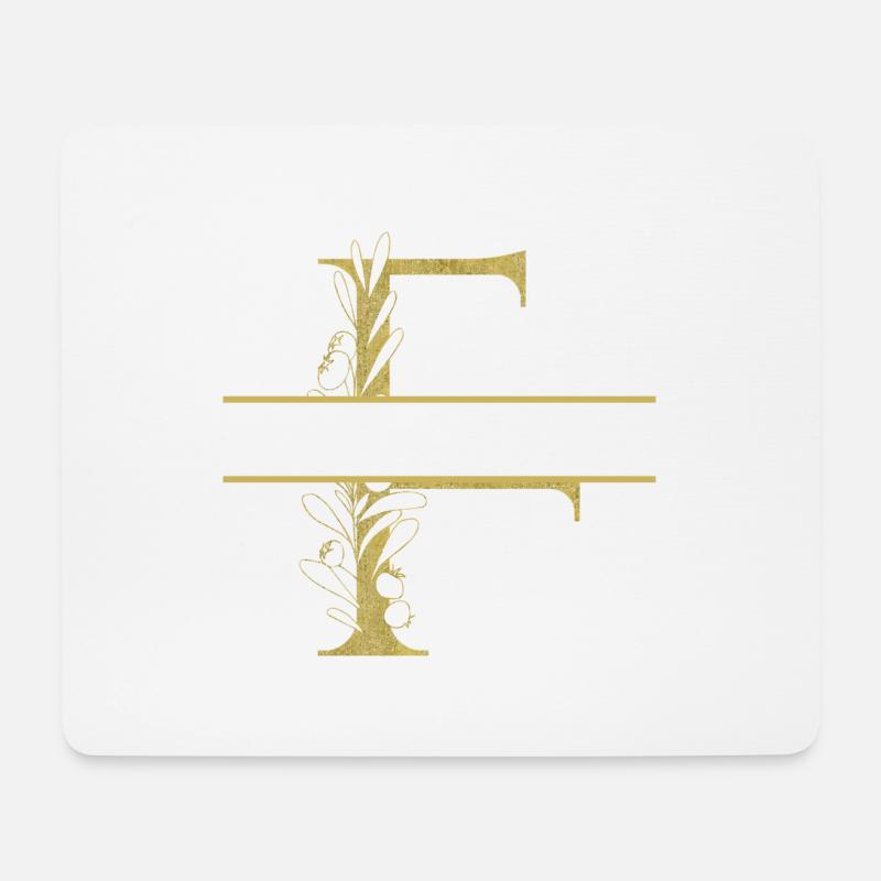 Personalisierter Blumengoldbuchstabe f - Mousepad (Querformat) - Weiß