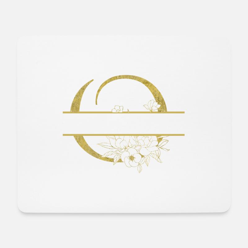 Personalisierter Blumengoldbuchstabe O - Mousepad (Querformat) - Weiß