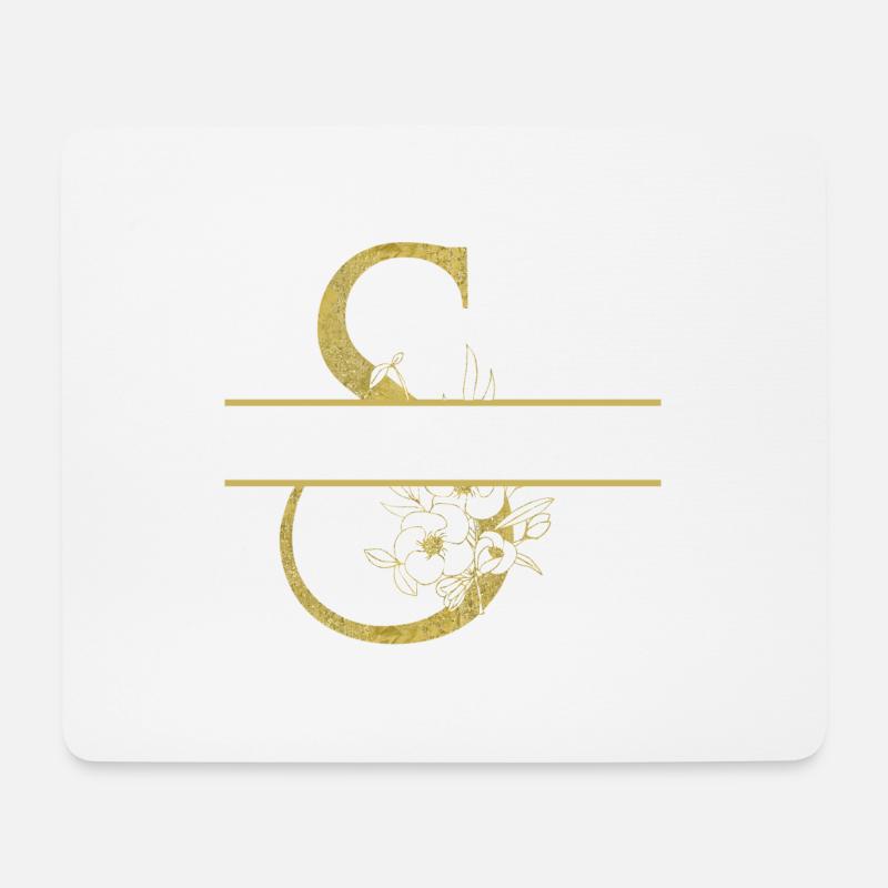 personalisierter goldener Blumenbuchstabe S - Mousepad (Querformat) - Weiß