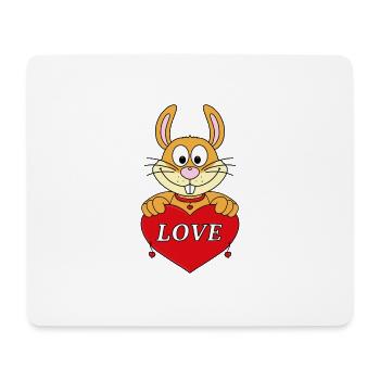 HERZ - LIEBE - LOVE - HASE - OSTERHASE - TIER - Mousepad (Querformat) - Weiß - Vorne