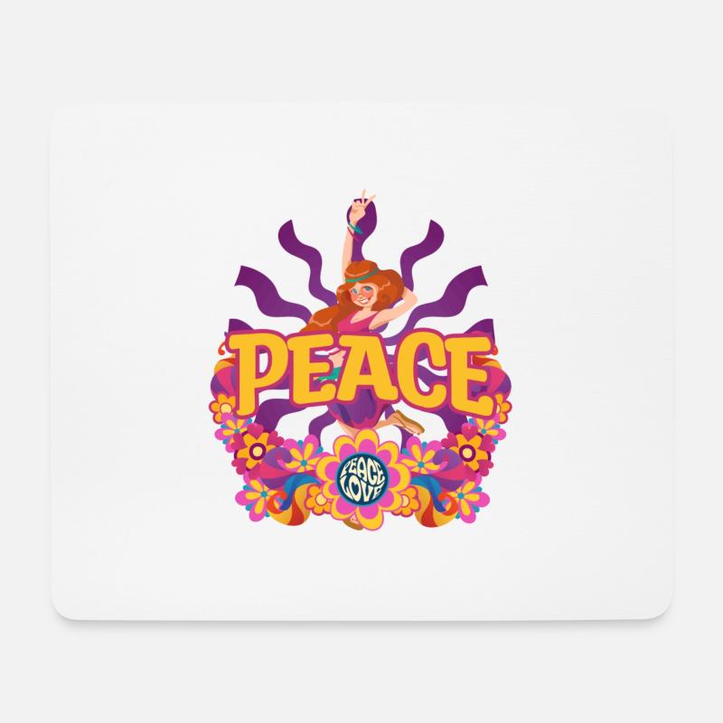 Hippie - Mousepad (Querformat) - Weiß