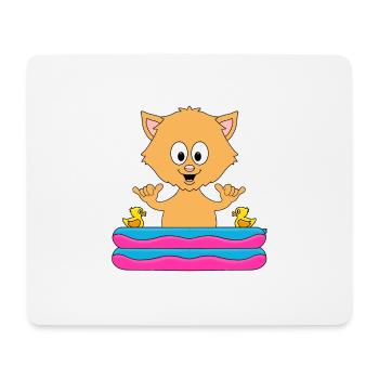 KATZE - SHAKA - PLANSCHBECKEN - TIER - TIERISCH - Mousepad (Querformat) - Weiß - Vorne