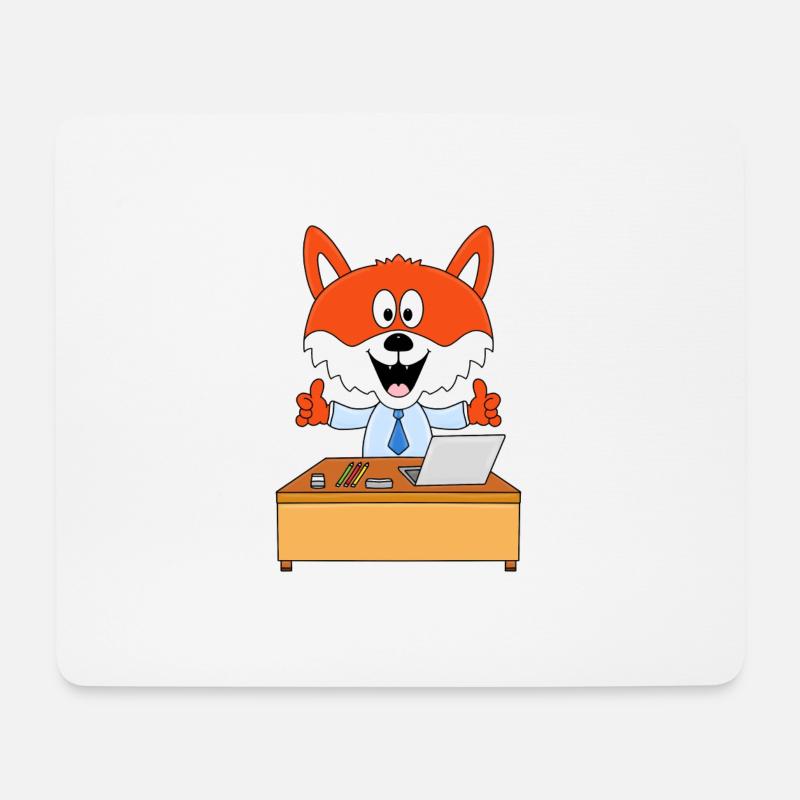 FUCHS - ARBEIT - BÜRO - CHEF - JOB - BERUF - TIER - Mousepad (Querformat) - Weiß