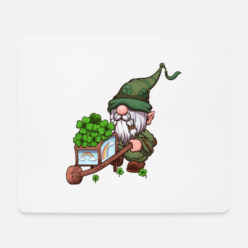 St Patrick's Day Gnome With Wheelbarrow - Mouse Pad (horizontal) - white