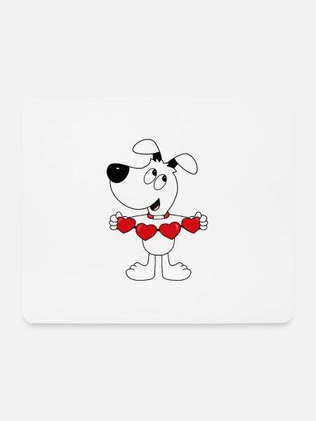 HUND - LIEBE - TIERISCH - VERLIEBT - HERZEN - TIER - Mousepad (Querformat) - Weiß